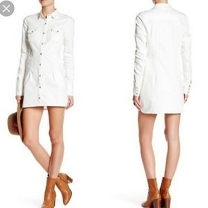 NWT Free People Denim Mini Dress - White - Small